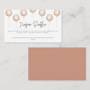 Diaper Raffle Pink Balloon Its a Girl Baby Shower Enclosure Card