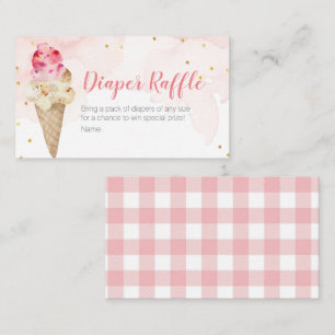 Diaper Raffle Pink Blush Ice Cream Gold Glitter Enclosure Card