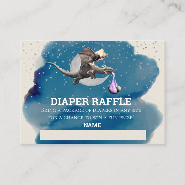 Diaper Raffle Pink Dragon  Enclosure Card (Front)