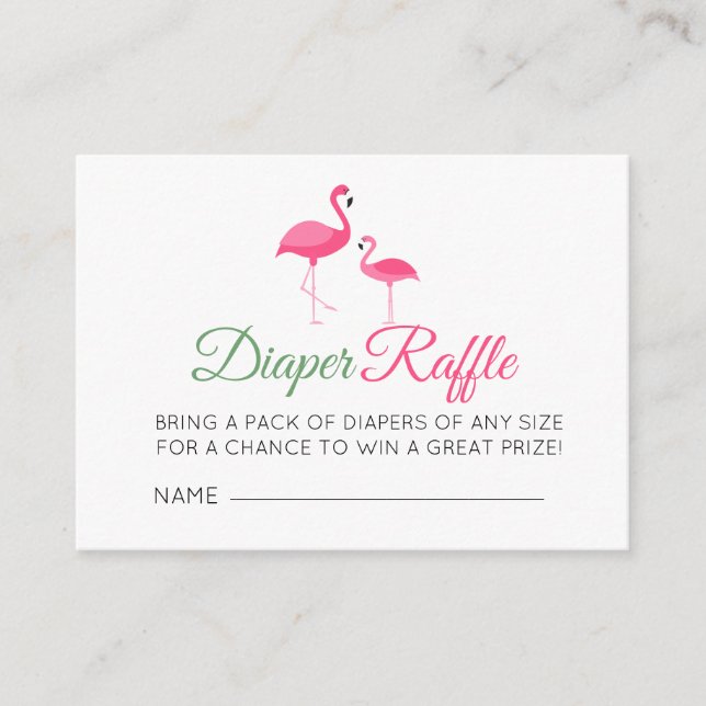Diaper Raffle Pink Flamingo Baby Shower Enclosure Card (Front)