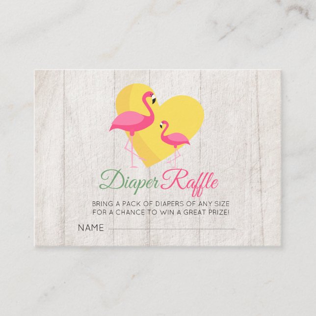 Diaper Raffle Pink Flamingo Baby Shower Enclosure Card (Front)