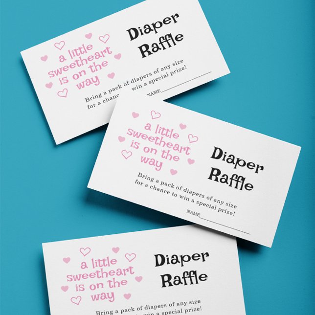 Diaper Raffle Pink Girl Baby Shower Card (Creator Uploaded)