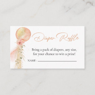 Diaper Raffle Pink Gold Balloon Eucalyptus Boho Enclosure Card