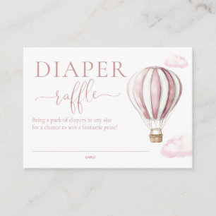 Diaper Raffle Pink Hot Air Balloon Baby Shower Enclosure Card