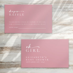 Diaper Raffle Pink Minimalist Baby Shower Enclosure Card
