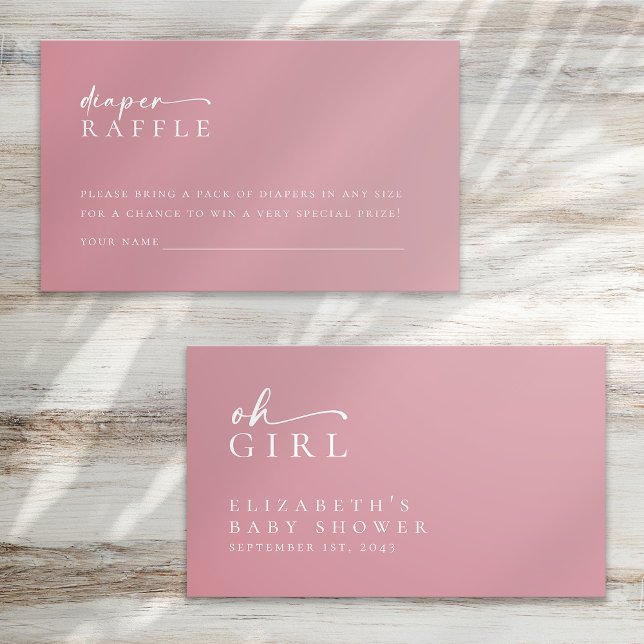 Diaper Raffle Pink Minimalist Baby Shower Enclosure Card (Creator Uploaded)