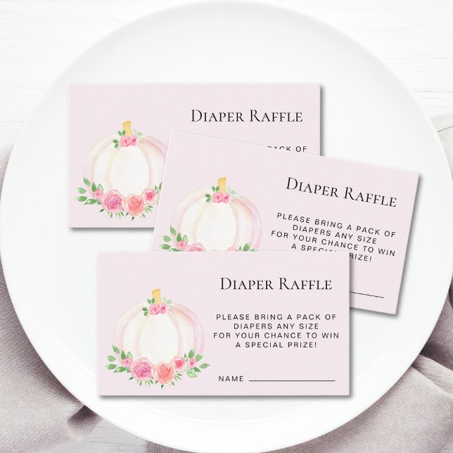 Diaper Raffle Pink Pumpkin Baby Shower Enclosure Card (Creator Uploaded)