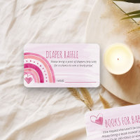Diaper Raffle Poem Pink Rainbow Baby Shower