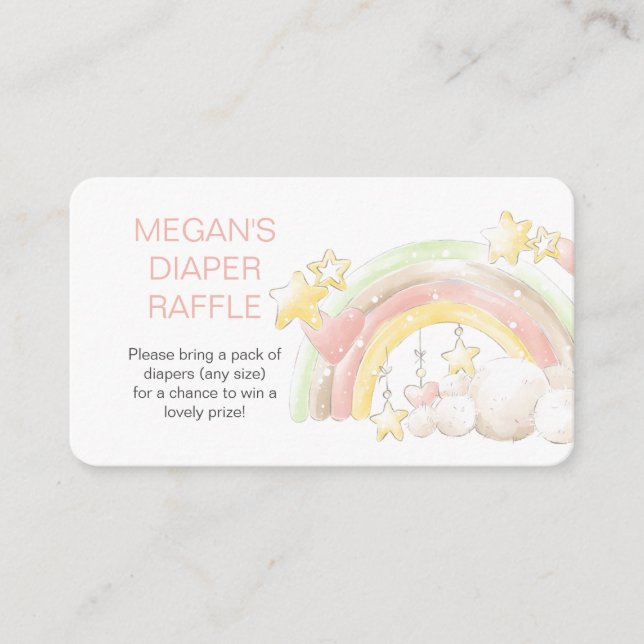 Diaper Raffle Poem Rainbow and Stars Baby Shower Enclosure Card (Front)