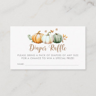 Diaper Raffle   Pumpkin Autumn Fall Baby Shower Enclosure Card