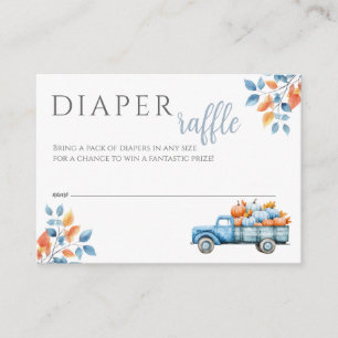 Diaper Raffle Pumpkin Blue Boy Baby Shower Enclosure Card