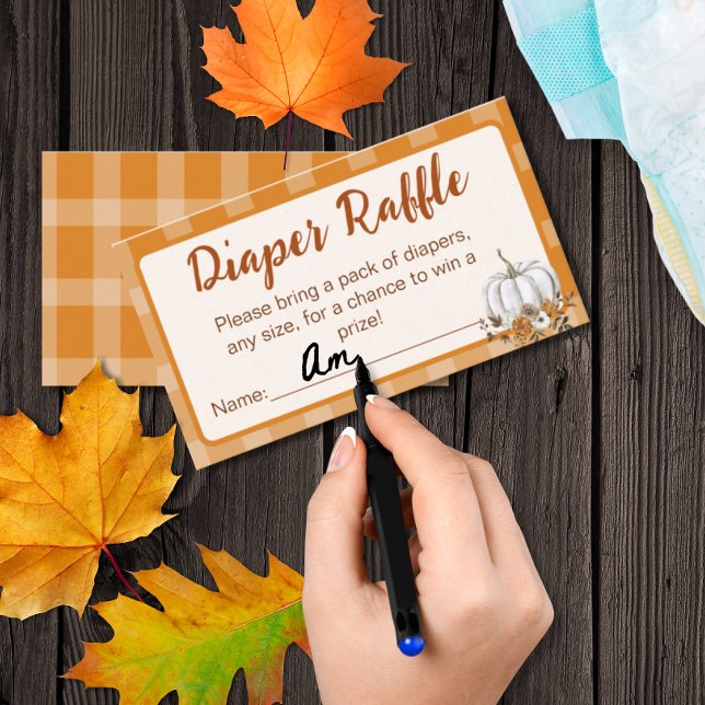 Diaper Raffle, Pumpkin Fall Baby Shower,  Plaid Enclosure Card (Creator Uploaded)