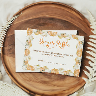 Diaper Raffle Pumpkin Floral Gender Neutral Enclosure Card