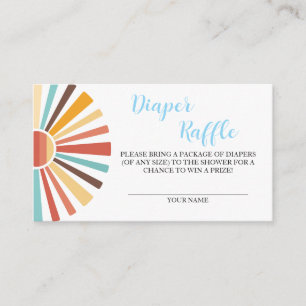 Diaper Raffle Ray of Sunshine Blue Baby Shower Enclosure Card