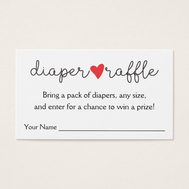 Diaper Raffle Red Heart Baby Shower (Front)