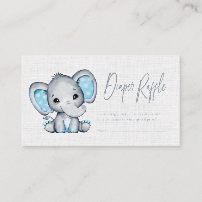 Diaper Raffle Rustic burlap elephant baby shower  Enclosure Card (Front)