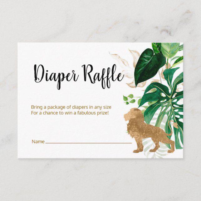 Diaper Raffle Safari gold animals Enclosure Card (Front)