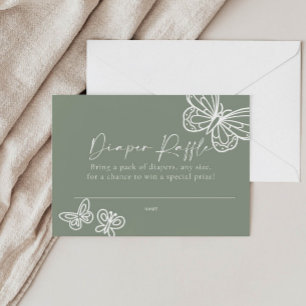 Diaper Raffle Sage Green Baby Shower Card 