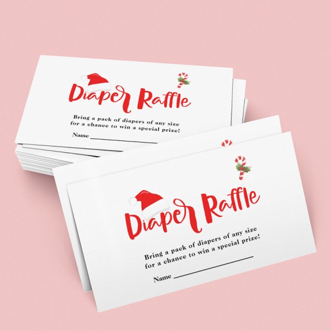 Diaper Raffle Santa Christmas Winter Baby Shower   Enclosure Card (Creator Uploaded)