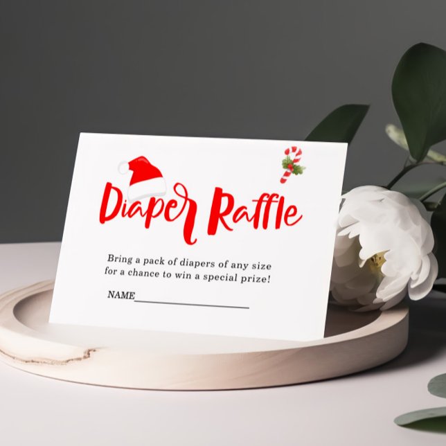 Diaper Raffle Santa Christmas Winter Baby Shower   Enclosure Card (Creator Uploaded)
