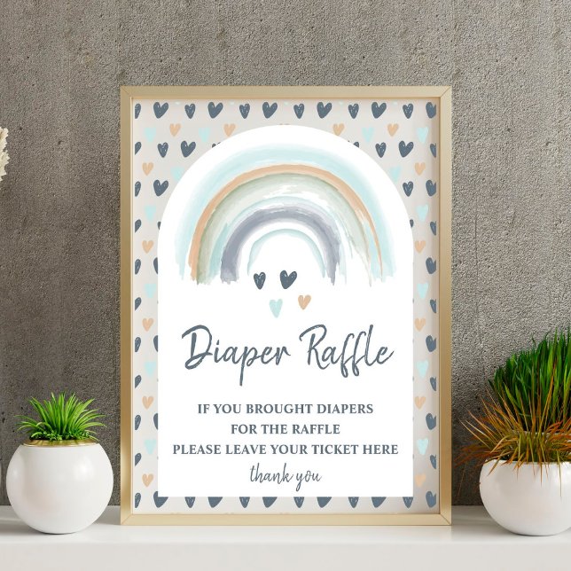 Diaper Raffle Sign Baby Shower Blue  Rainbow  (Creator Uploaded)