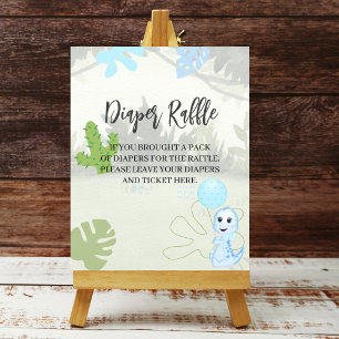 Diaper Raffle Sign Blue dinosaur Blue Balloon
