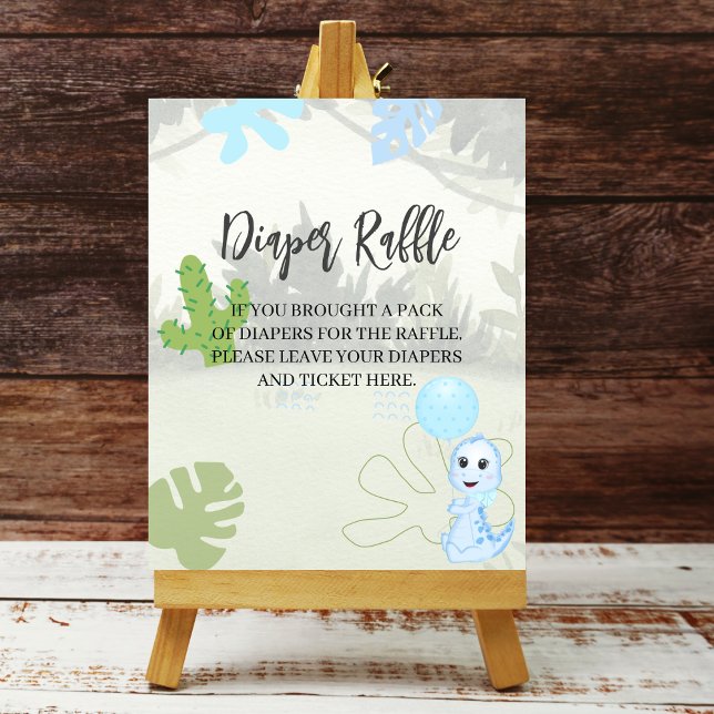 Diaper Raffle Sign Blue dinosaur Blue Balloon (Creator Uploaded)