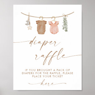Diaper Raffle Sign Boho Gender Reveal Diaper