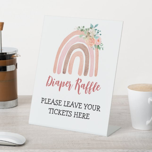 Diaper Raffle Sign Boho Rainbow Baby Shower (In SItu)