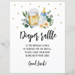 Diaper Raffle sign Game Baby Is Brewing Greenery