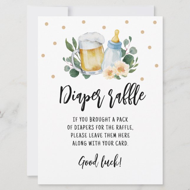 Diaper Raffle sign Game Baby Is Brewing Greenery Invitation (Front)