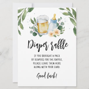 Diaper Raffle sign Game Baby Is Brewing Greenery Invitation