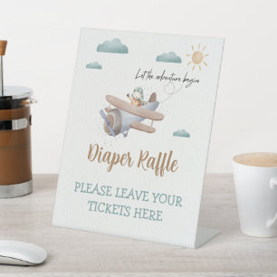Diaper Raffle Sign Here Aeroplane Baby Shower