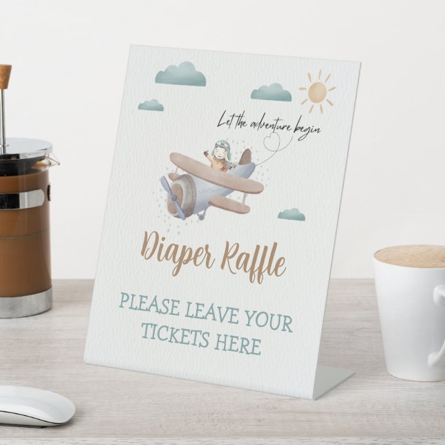 Diaper Raffle Sign Here Aeroplane Baby Shower (In SItu)