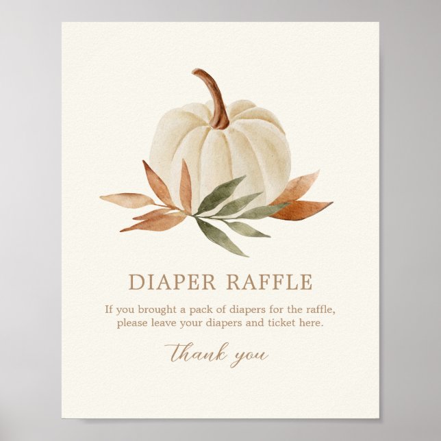 Diaper Raffle Sign Little Pumpkin Baby Shower (Front)