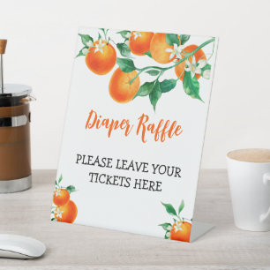 Diaper Raffle Sign Orange Baby Shower