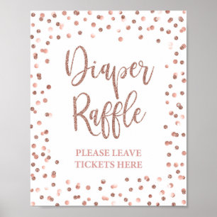 Diaper Raffle Sign Rose Gold Confetti Baby Shower