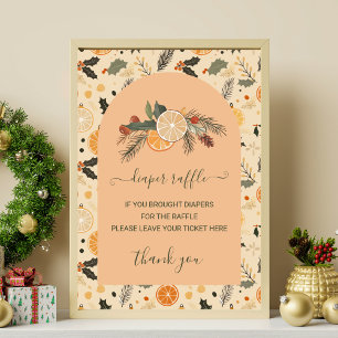 Diaper Raffle Sign Winter Citrus Baby Shower 