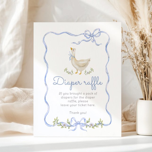 Diaper raffle Silly Goose Blue Bow baby shower Poster (Creator Uploaded)