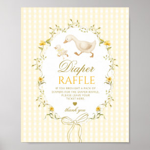 Diaper raffle Silly Goose gender neutral gingham Poster