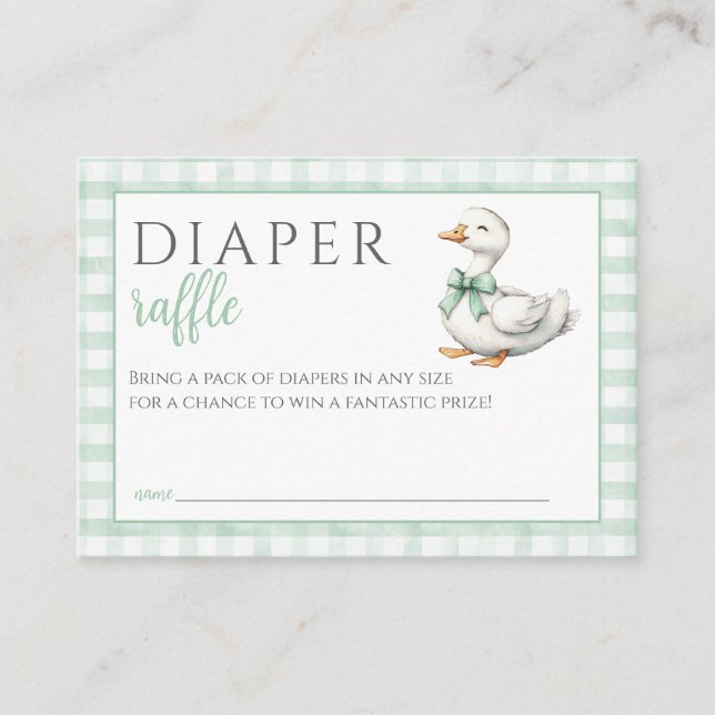 Diaper Raffle Silly Goose Neutral Baby Shower Enclosure Card (Front)