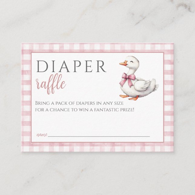 Diaper Raffle Silly Goose Pink Girl Baby Shower Enclosure Card (Front)