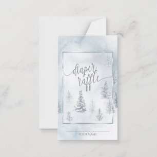 Diaper Raffle   Silver Blue Winter Wonderland Advice Card