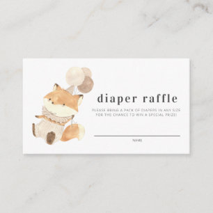 Diaper Raffle Simple Modern Fox Baby Shower Enclosure Card