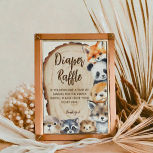 Diaper Raffle Slice Wood Animal theme Poster