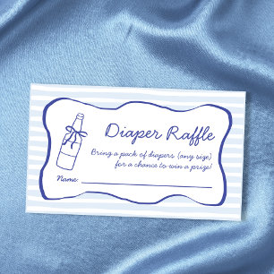 Diaper Raffle Soda Bottle Wavy Blue Baby Shower Enclosure Card