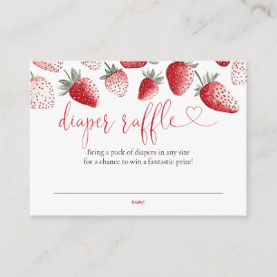 Diaper Raffle Strawberry Baby Shower Enclosure Card
