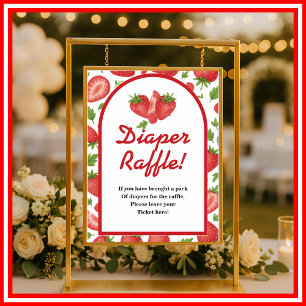 Diaper Raffle Strawberry Berry Sweet Game Poster