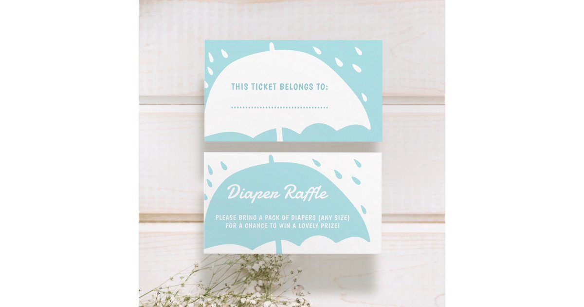 Umbrella Raffle Diaper Raffle Stylish Umbrella Rain Baby Shower Enclosure Card | Zazzle