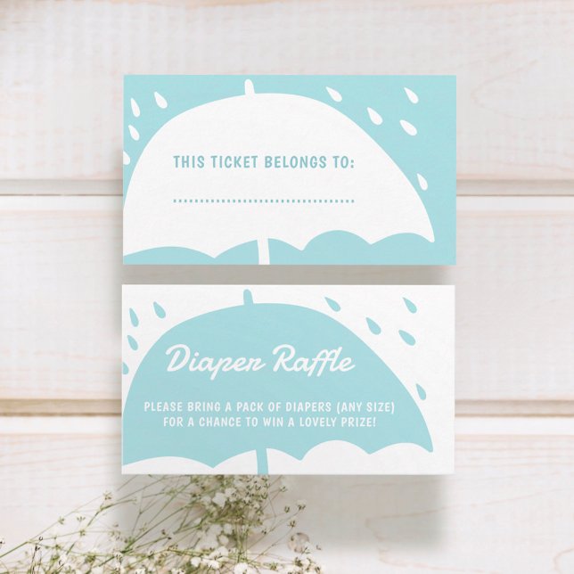 Diaper Raffle Stylish Umbrella Rain Baby Shower Enclosure Card (Creator Uploaded)